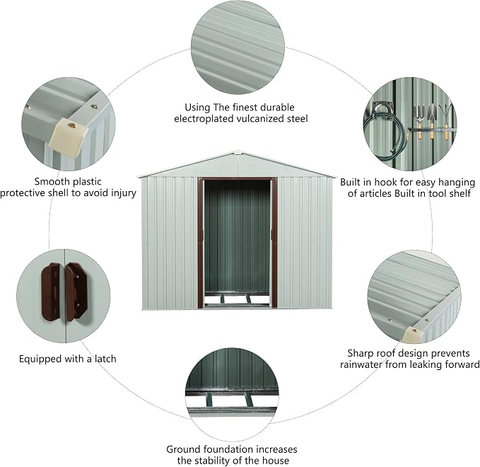 4x8 FT Outdoor Storage Shed, Metal Garden Shed - Image 3
