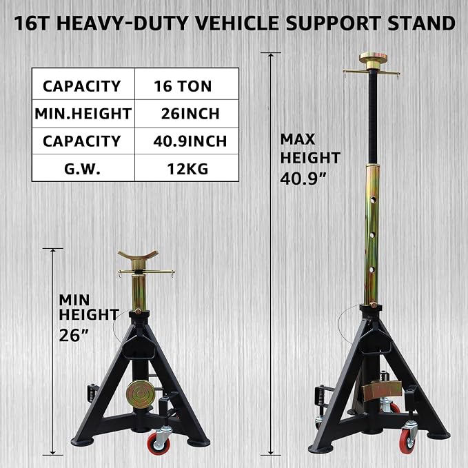 BESTOOL 16 Ton Heavy Duty Jack Stands – 35, 000 lbs Capacity, Adjustable 26" to - Image 6