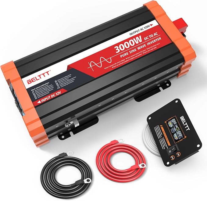 BELTTT 3000W Pure Sine Wave Inverter 12V DC to 120V AC by BELTTTPowerInverter