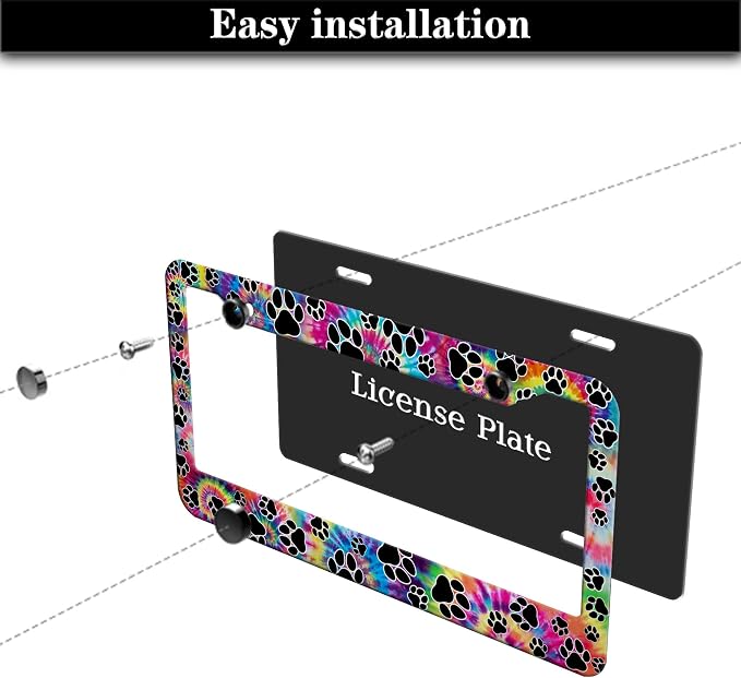 License Plate Cover for Men Multicolor License Plate Frames for Women Tie Dye - Image 7