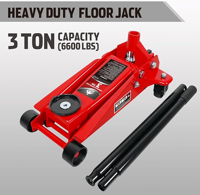 Floor Jack 3 Ton Capacity Fast Lift Service Jack Steel Heavy Duty Hydraulic Car - Image 2