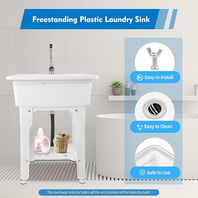 Freestanding Utility Sink Plastic Laundry Tub Sink - Image 4