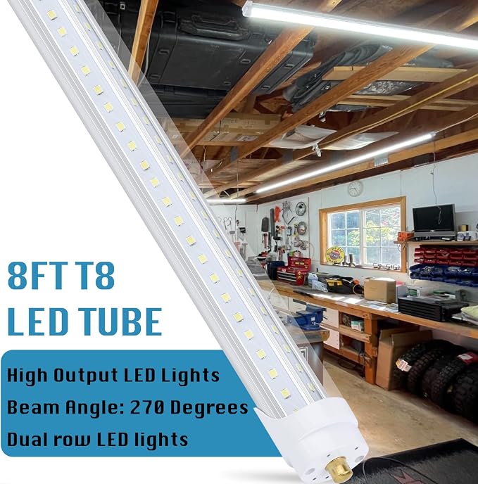 4 Pack, T8/T10/T12 8FT LED Tube Light, Single Pin FA8 Base, 100W 6000LM 6000K - Image 4