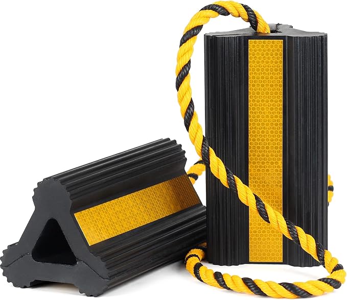 Heavy Duty Rubber Wheel Chocks, 1 Pair, Non-Slip Tire Stopper Blocks by OULEME