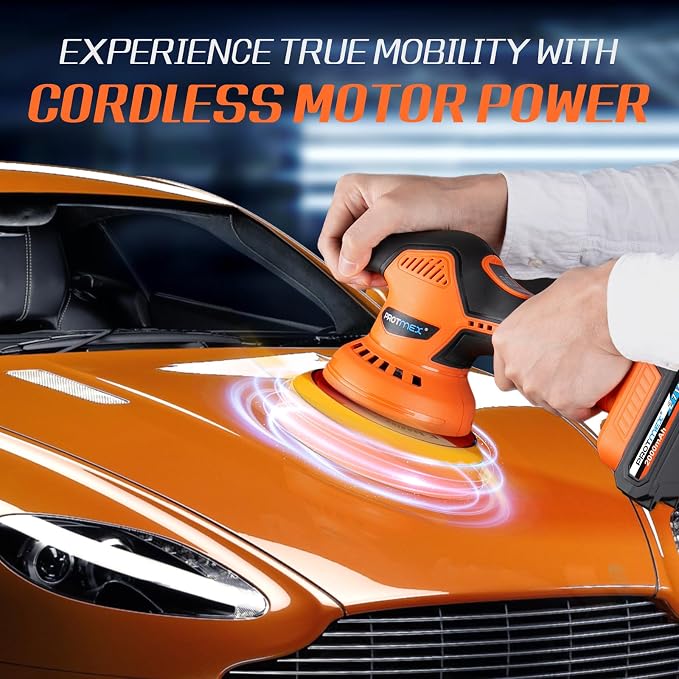 Cordless Car Buffer Polisher w/ 2x2000mAh 21V Batteries, 6 Inch Car buffer - Image 6