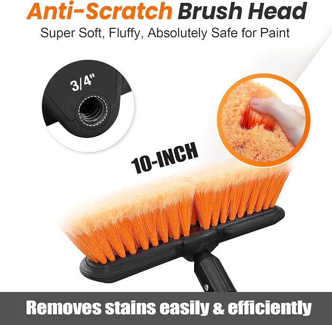 65" Car Wash Brush with Extension Pole, Car Wash 10” Dip Soft Brush, No Scratch - Image 2