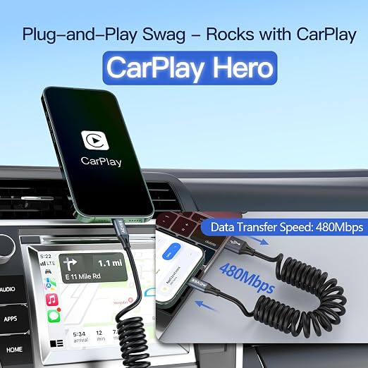AGVEE 5ft Coiled Short USB to USB-C Charging Cable 3A Fast Charger Cord in Car - Image 4