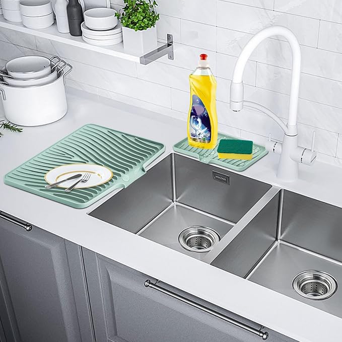 Silicone Dish Drying Mat for Kitchen Counter, Dish Drying Pad, Non-Slip Drain - Image 6