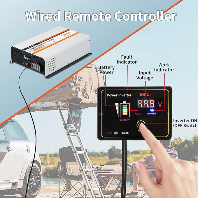 3000 Watt Pure Sine Wave Inverter, DC 12V to AC 120V - Image 3