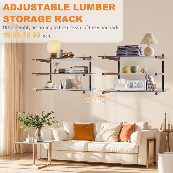 Lumber Rack Wall Mount, Heavy Duty Wood Storage Racks, 3-Level System Garage - Image 5