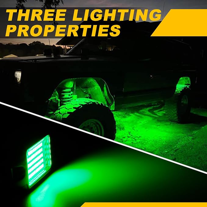 Nicoko 4Pods Pure Green LED Rock Lights 72w high Power Rock Lights Neon - Image 2