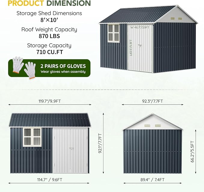 Breezz 8X10FT Outdoor Steel Storage Shed - Image 2