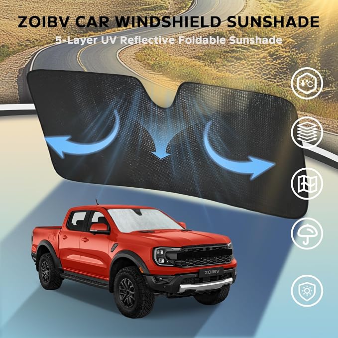 Windshield Sun Shade for Ford Ranger 2019-2025 - Image 3