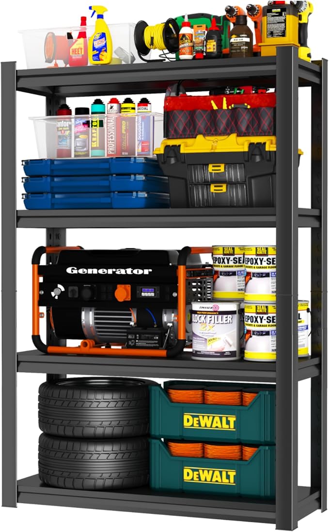 Metal Garage Shelving Unit, Heavy Duty 4-Tier Adjustable Storage Rack, Steel by Notmise