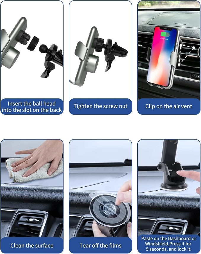15W Car Mount Charger Qi Fast Wireless Charging Phone Mount, Windshield - Image 8