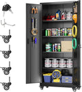 Metal Storage Cabinet with Wheels, Pegboard and 4 Hooks, Assembly Required by GANGMEIMENTALSTORAGECABINET