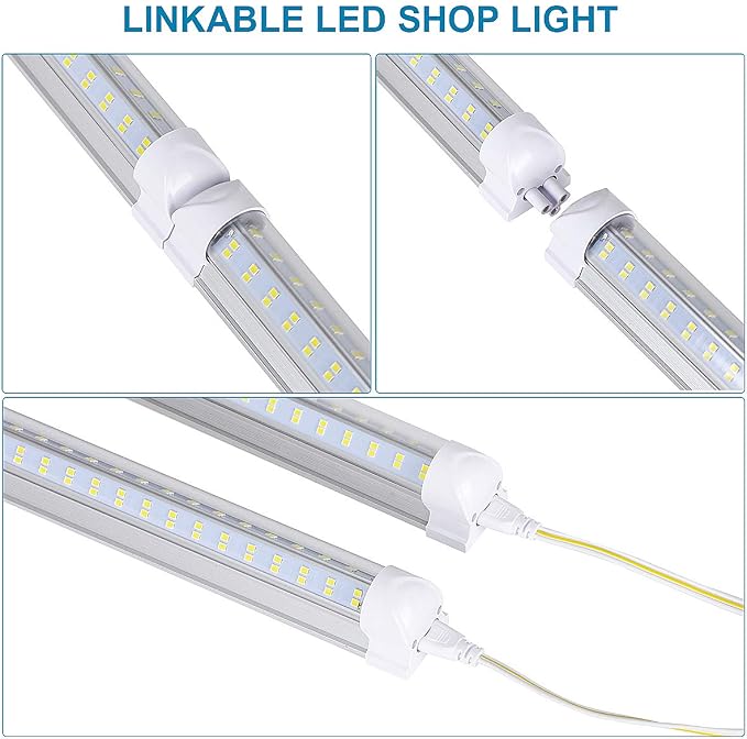 10 Pack, Led Shop Lights, 8FT Led Shop Light, 144W 5000K 19500LM Clear White - Image 4