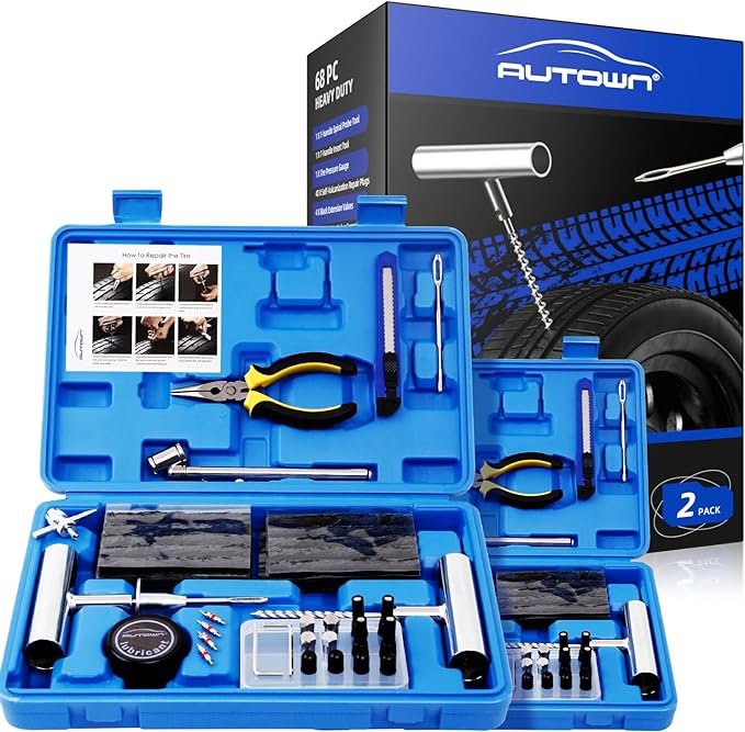 Flat Tire Repair Kit with Plug 68 Pcs by AUTOWN