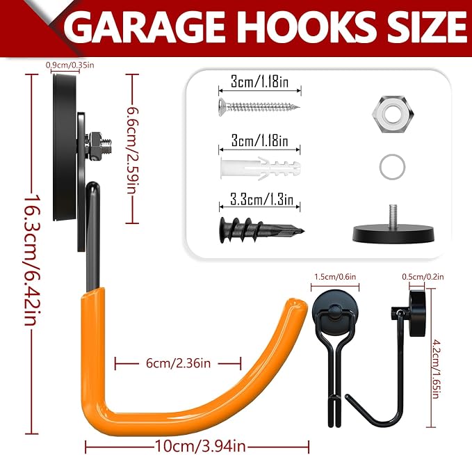 3-H Heavy Duty Magnet Garage Hooks 4 Pack, J Shape Strong Magnetic Hooks - Image 3