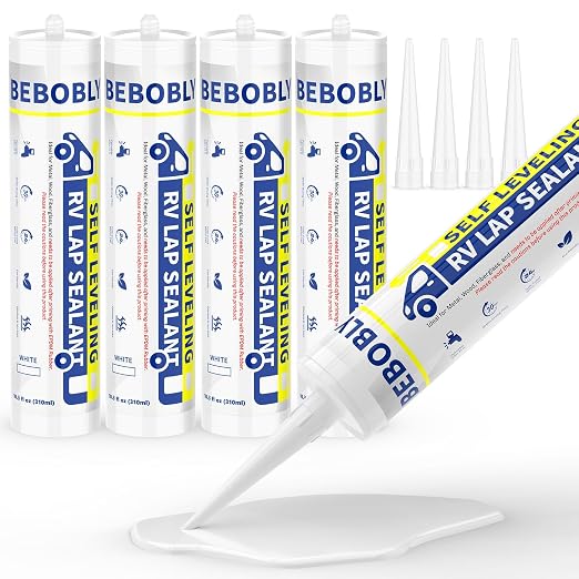 RV Roof Sealant, Self Leveling Lap Sealant White, RV Caulking Sealant Waterproof by BEBOBLY