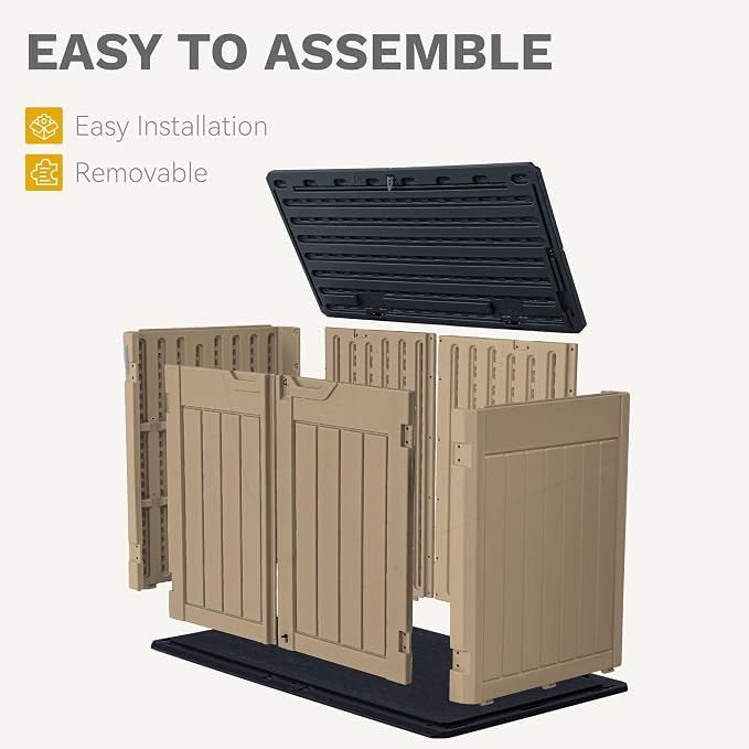 DWVO 47 cu ft Spacious Horizontal Storage Unit, Outdoor Resin Tool Locker - Image 5