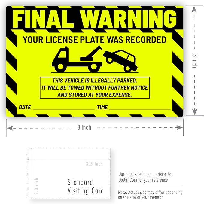 easykart labels 50 Parking Violation Notice Parking Violation Stickers Tow - Image 3