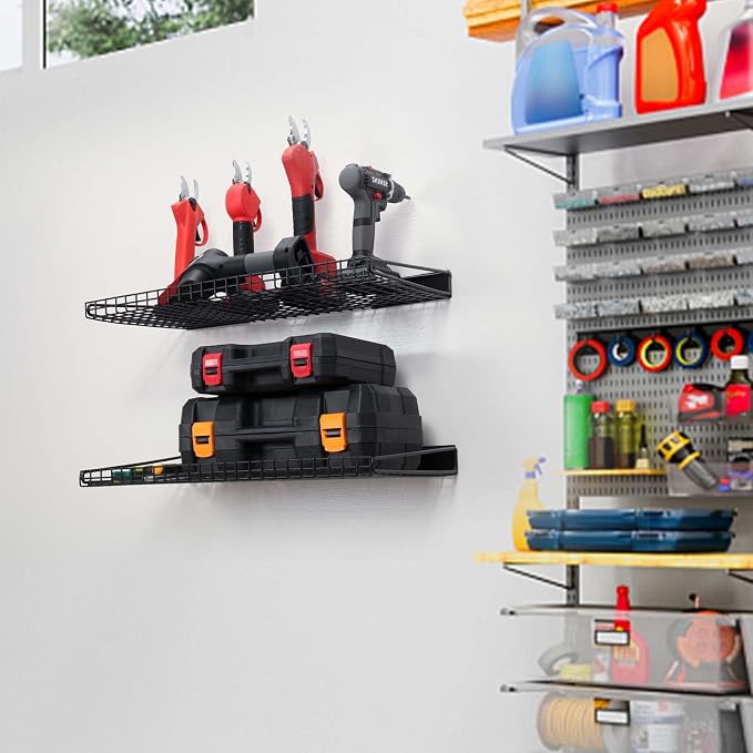 Wallmaster Garage Wall Shelf 2 Pack 23.6"x11.8" Wall Mount Heavy Duty Metal - Image 7