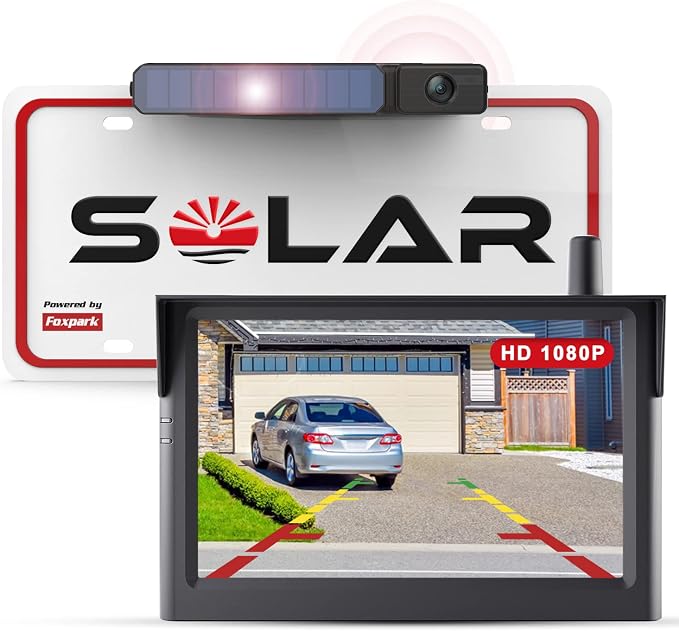 Solar Wireless Backup Camera, 1080P 5'' Monitor Back Up Camera Systems Wireless by ForcusonQuality