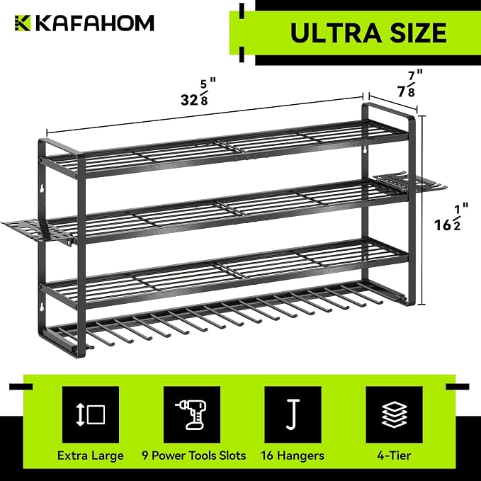 KAFAHOM Power Tool Organizer Wall Mount, 9 Drill Holders - Image 5