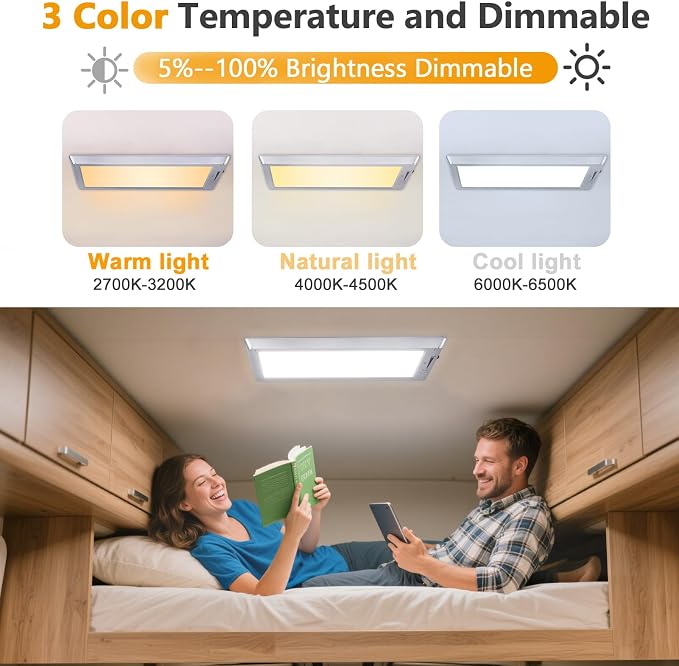 4 Pack RV Lights Interior, 3 Color RV LED Super Bright Fixture, 12V RV Ceiling - Image 3