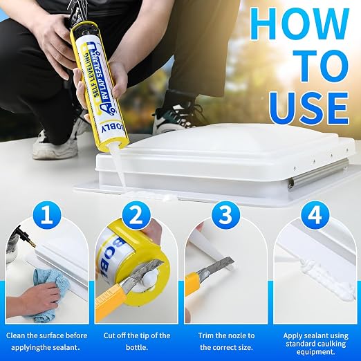 RV Roof Sealant, Self Leveling Lap Sealant White, RV Caulking Sealant Waterproof - Image 6