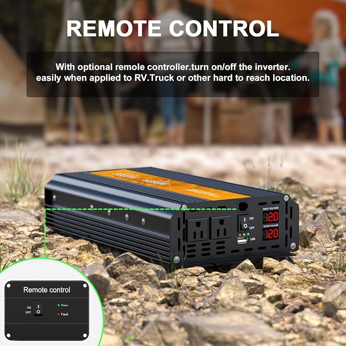 3000W Power Inverter, Peak Power 6000W 12V DC to AC 110V120V, Remote Control - Image 3