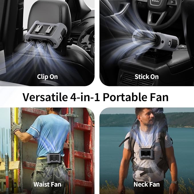 Socool Portable Car Fan - 14500mAh Rechargeable Battery Opearated - Image 6