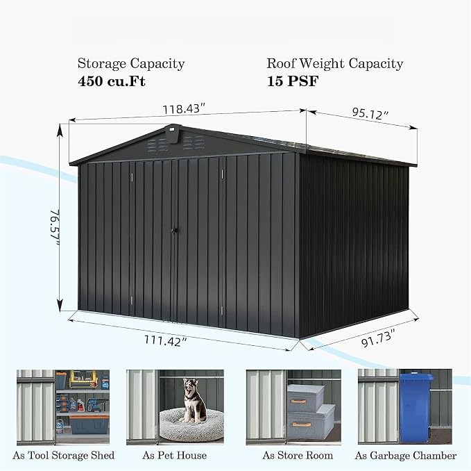 IKERY Galvanized Steel Storage Shed - Image 6