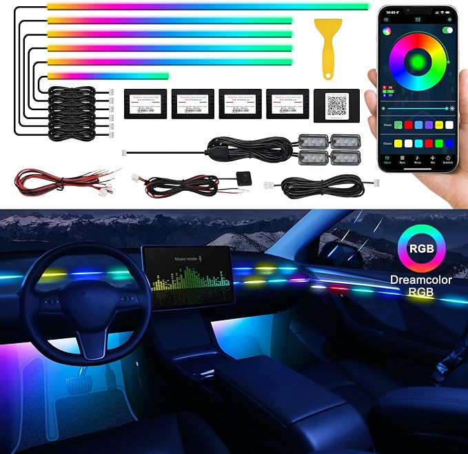 Dreamcolor Acrylic Interior Car LED Strip Light by MAODANER