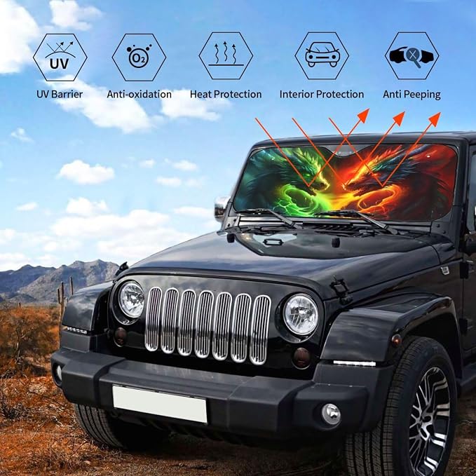 Dragon Car Sun Shade Windshield Sunshade Foldable Front Window Shield Cover - Image 4