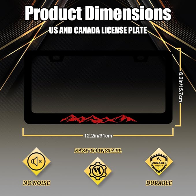 Mountain License Plate Frame Colorful Mountains License Plate Stainless Steel - Image 2