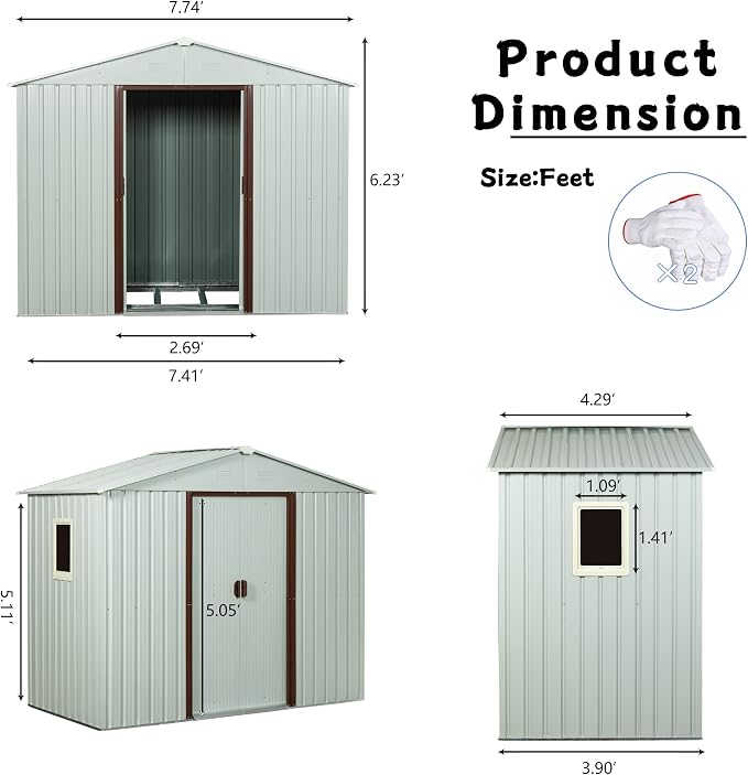8 x 4 FT Outdoor Storage Shed - Image 4
