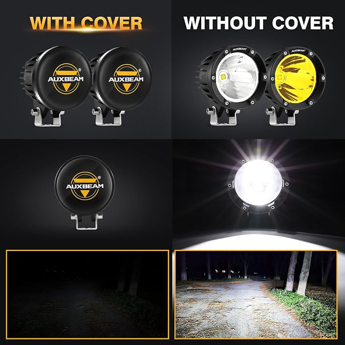 Auxbeam C4 Series 4 Inch Black Protective Light Covers, Round Offroad LED Pods - Image 3