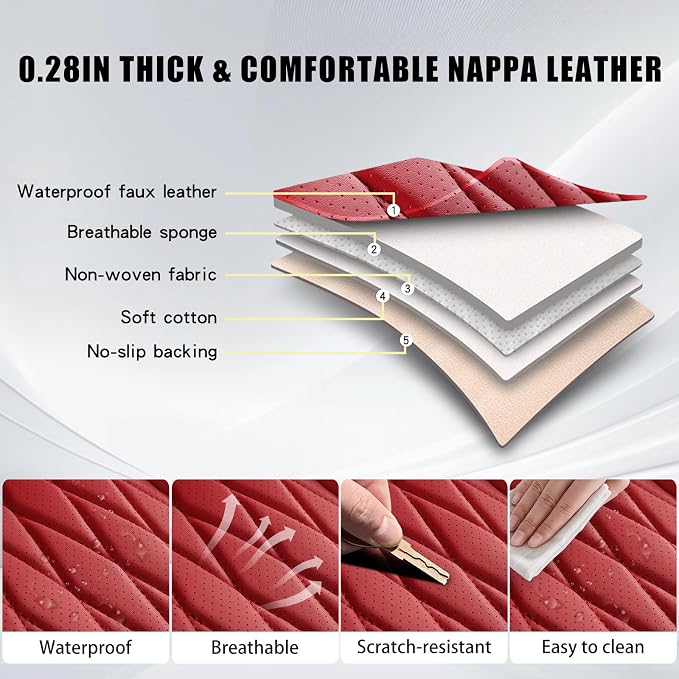 WELLDO Car Seat Covers Full Set, Leather Seat Covers - Image 8