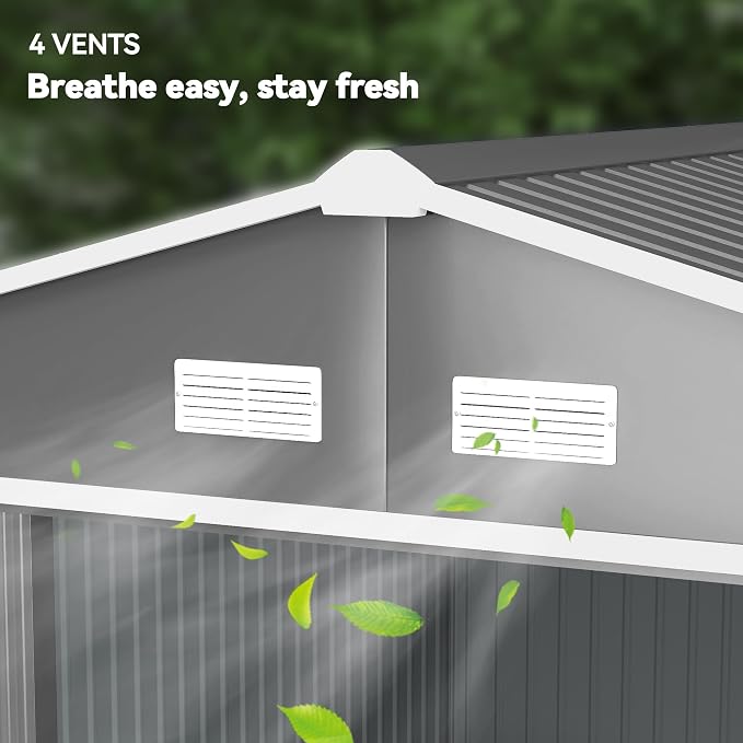 Outsunny 11' x 9' Outdoor Storage Shed, Garden Tool Metal Shed - Image 8