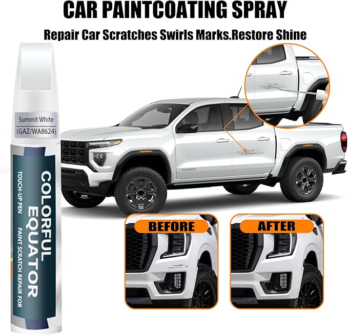 Summit White Touch Up Paint for GMC, Car Paint Pen Scratch Repair Two-In-One - Image 3