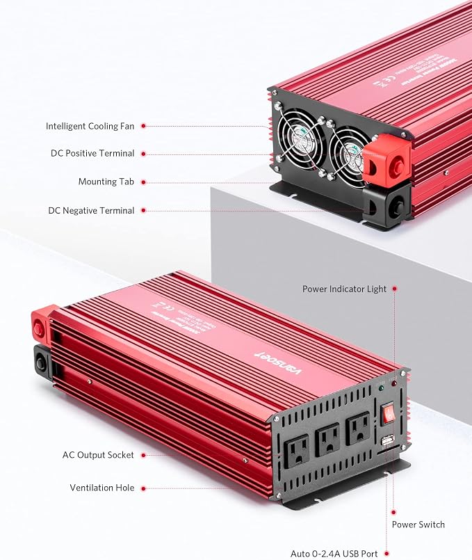 3000 Watts Power Inverter, 12V DC to120V AC Car Inverter - Image 4