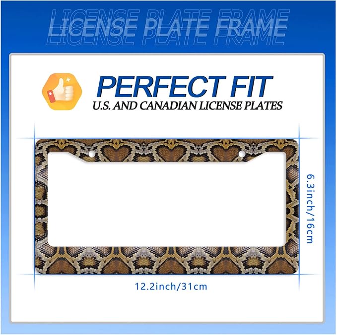 Snake Printed License Plate Frame Animal Skin Texture License Plate Stainless - Image 7