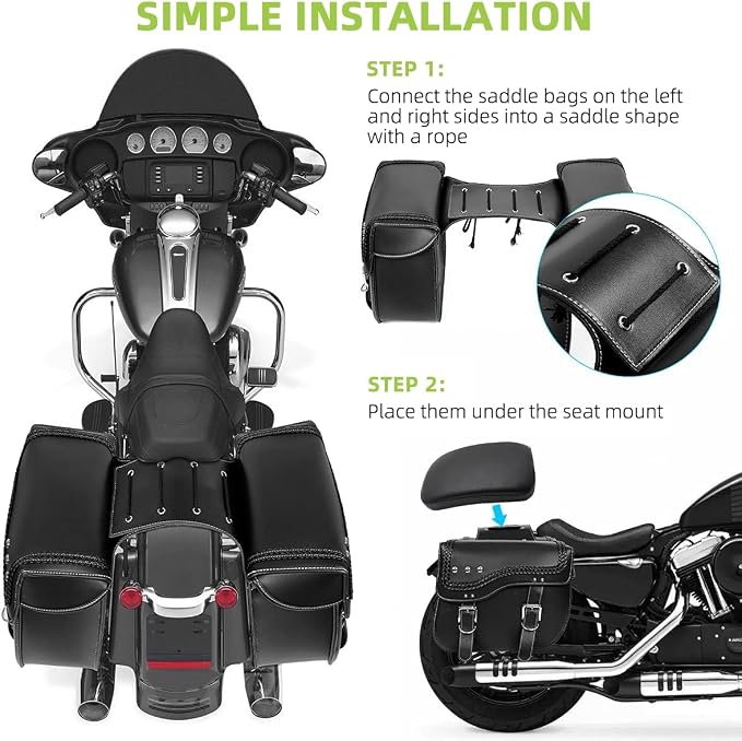 30L Motorcycle Saddlebags Water-Resistant PU Leather Storage - Image 6