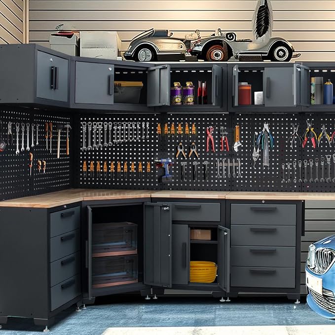 15-Piece Corner Garage Storage Cabinet System - Image 2