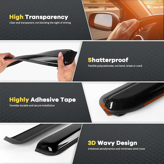 4PCS in Channel Rain Guards for 2004-2014 Ford F150 Extended Super Cab - Image 5