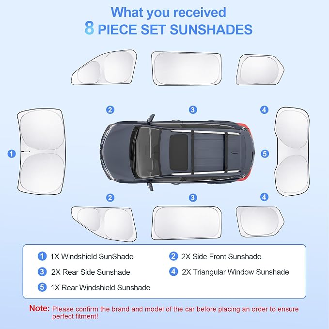 8pcs Car Window Shades for Grand Cherokee 22-25 Accessories, Windshield Side - Image 7