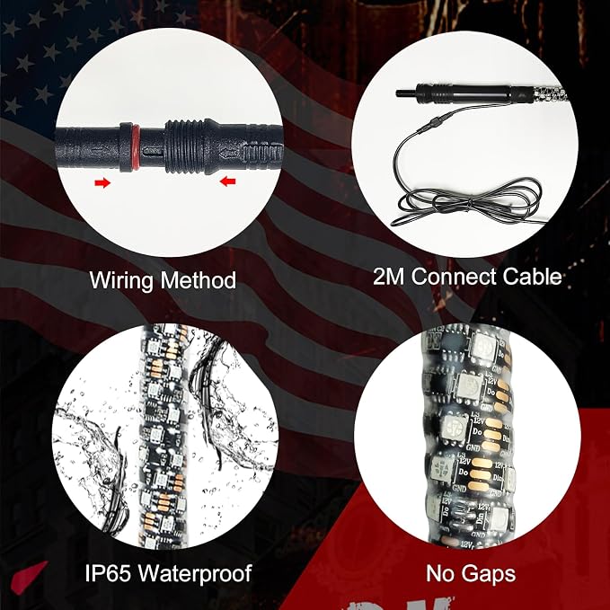 3FT-2 PC Spiral RGB LED Whip Light RGB Chasing/Dancing Light RF Remote Control - Image 5