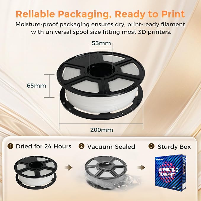 FLASHFORGE PLA Filament 1.75mm +/- 0.02mm, Matte White 3D Printer Filament 1kg - Image 7